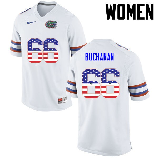 Florida Gators Women #66 Nick Buchanan College Football USA Flag Fashion White